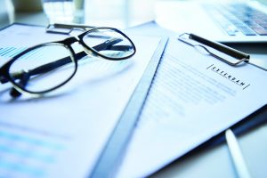 Business documents on desk