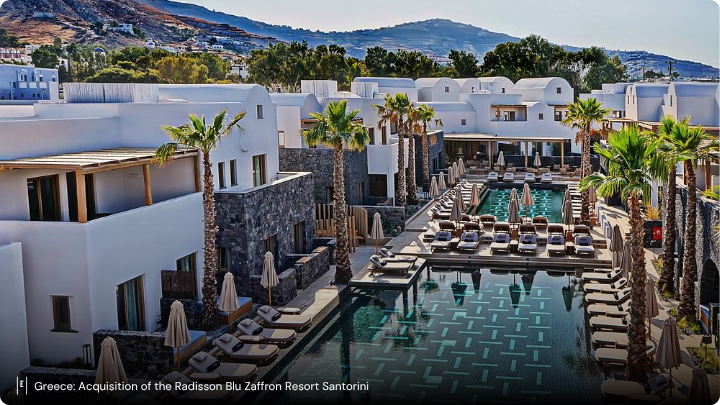 Greece: Acquisition of the Radisson Blu Zaffron Resort Santorini