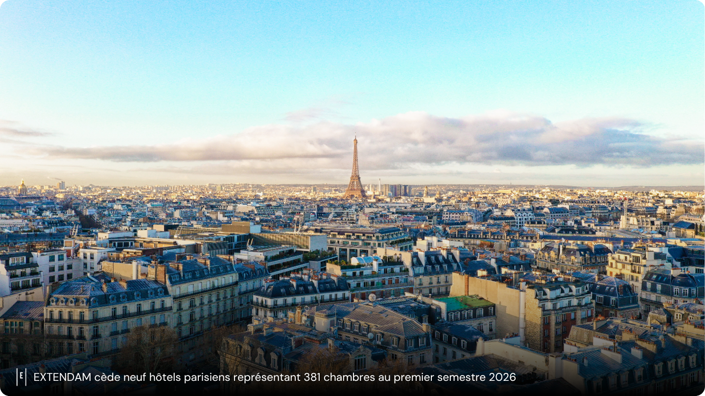 EXTENDAM cède neuf hôtels parisiens représentant 381 chambres au premier semestre 2026 EXTENDAM, société de gestion spécialisée dans l’investissement hôtelier en Europe, annonce la cession, au cours du premier semestre 2026, de neuf hôtels parisiens totalisant 381 chambres. Réalisées dans un contexte de marché particulièrement actif pour l’hôtellerie parisienne, ces opérations illustrent la capacité d’EXTENDAM…